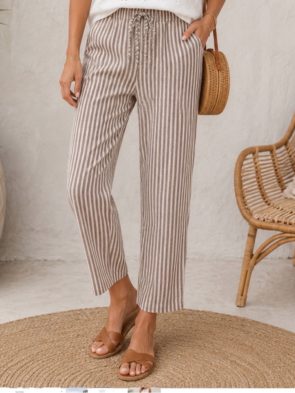 Women’s Neutral Stripe Drawstring pants